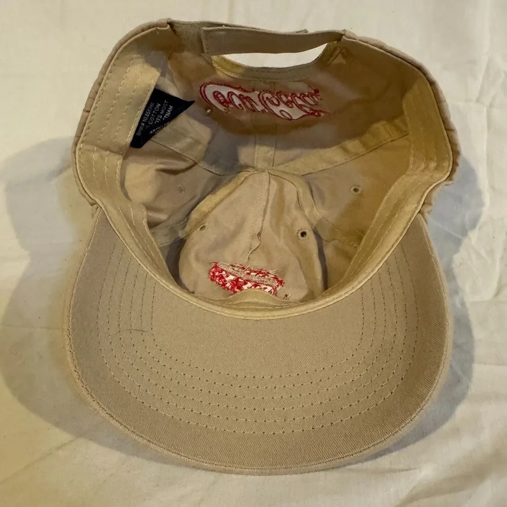 Portillo's Lubbock TX Coca-Cola Hat Khaki Tan Dad Cap Promo Adjustable Hot Dog